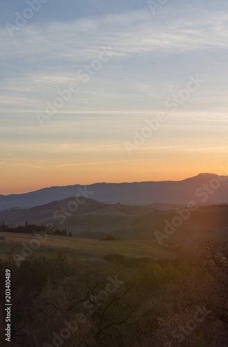 sunset in toscana