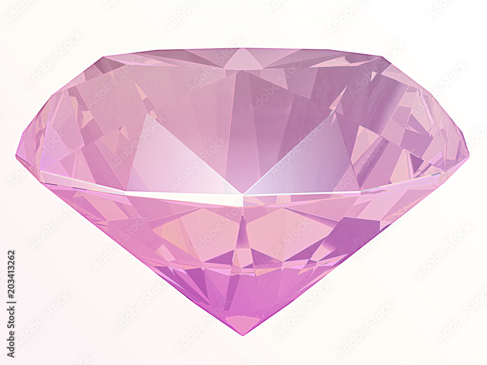 Pink diamond side view 3D illustration Pink diamond side view 3D illustration