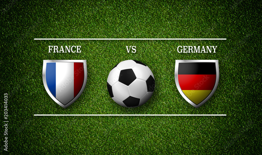 Football Match schedule, France vs Germany, flags of countries and