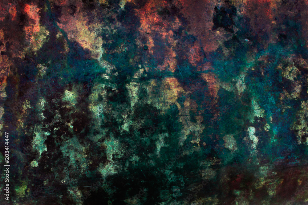 Abstract dark aged background in green, red and black colors. Grunge texture with stains. Abstract dark aged background in green, red and black colors. Grunge texture with stains.