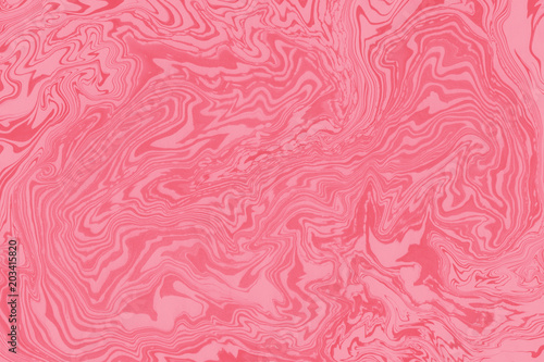 Suminagashi marble texture hand painted with pink ink. Digital paper 1527 performed in traditional japanese suminagashi floating ink technique. Curious liquid abstract background.