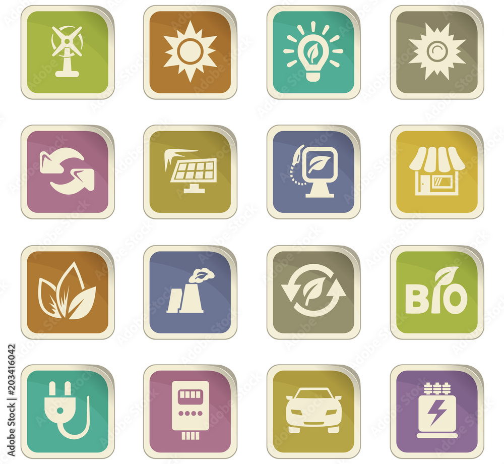 Alternative energy icons set Alternative energy icons set