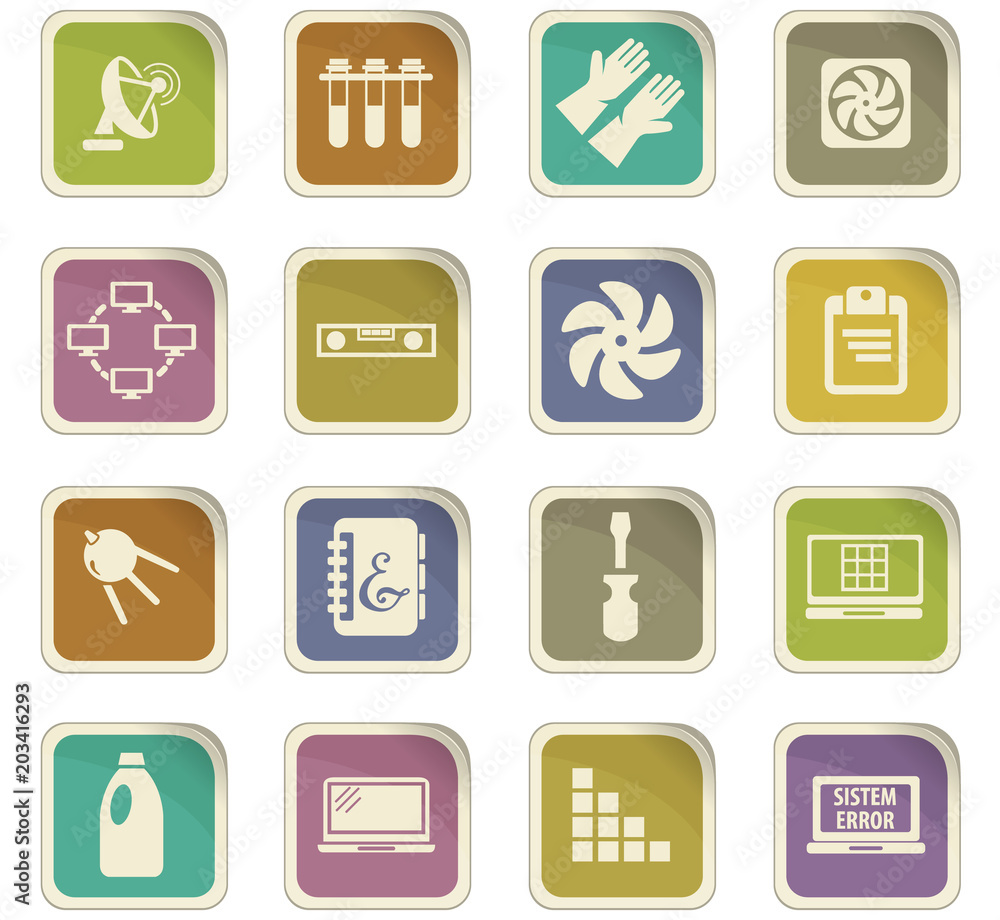Courses school icons set Courses school icons set