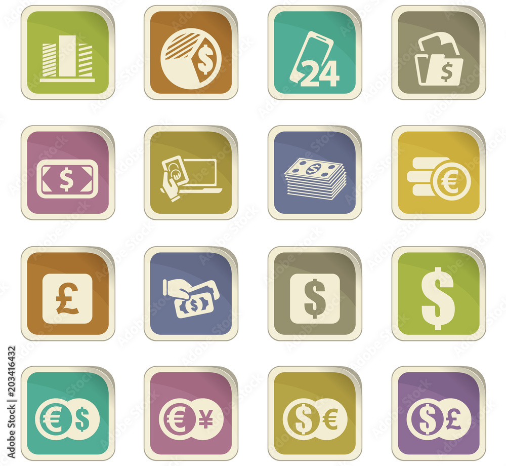 Currency exchange icons set Currency exchange icons set