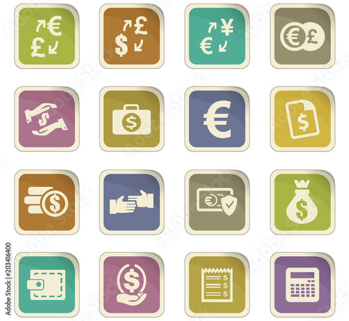 Currency exchange icons set