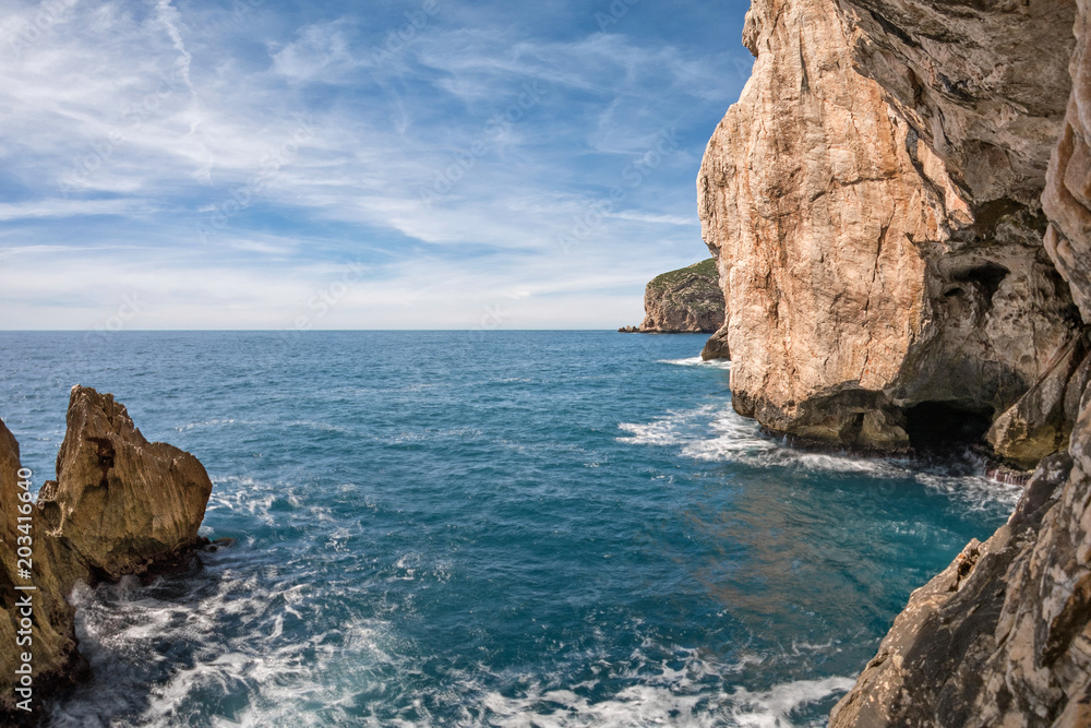 The rocky peninsula of Capo Caccia, with high cliffs, is located near Alghero; in this area there are the famous Neptune's Caves