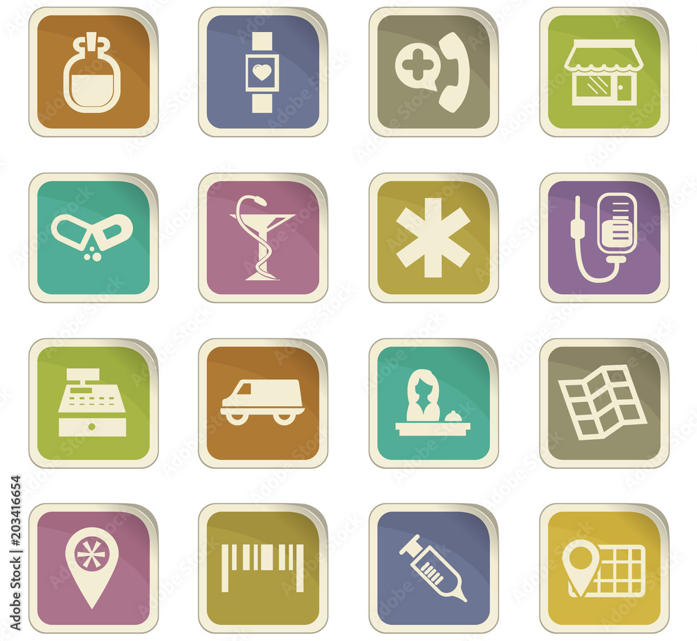 Drug store icons set Drug store icons set