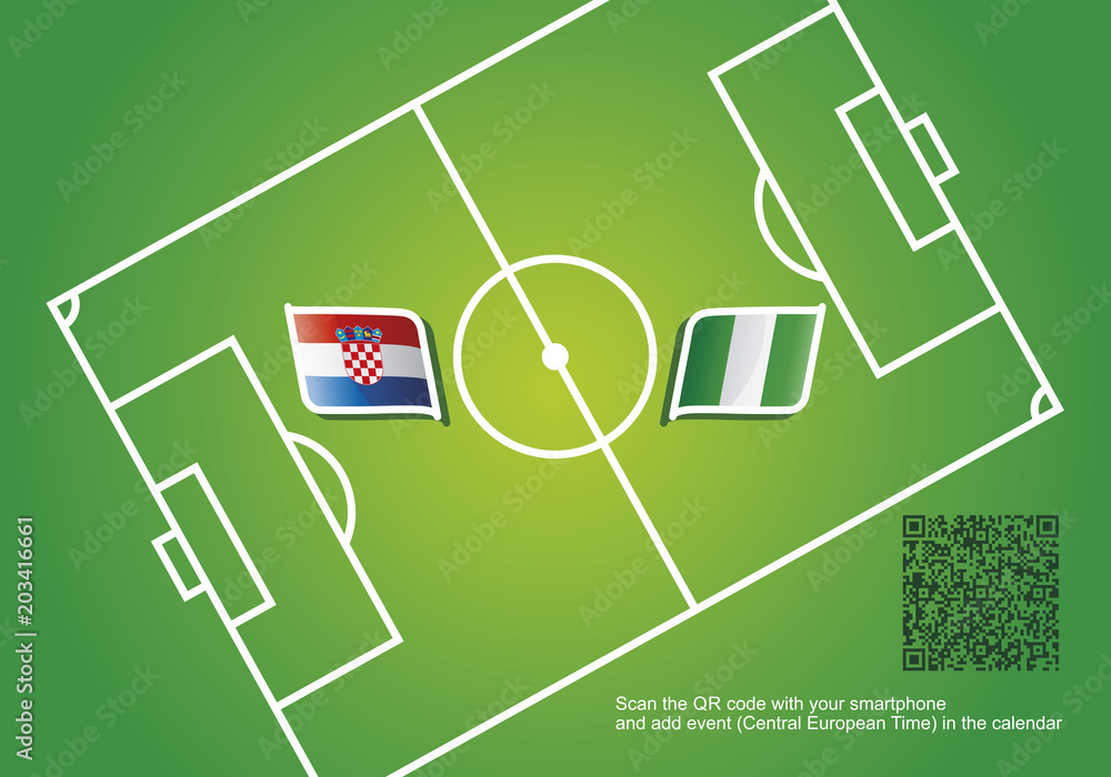 Croatia vs Nigeria flags vector green QR Code background