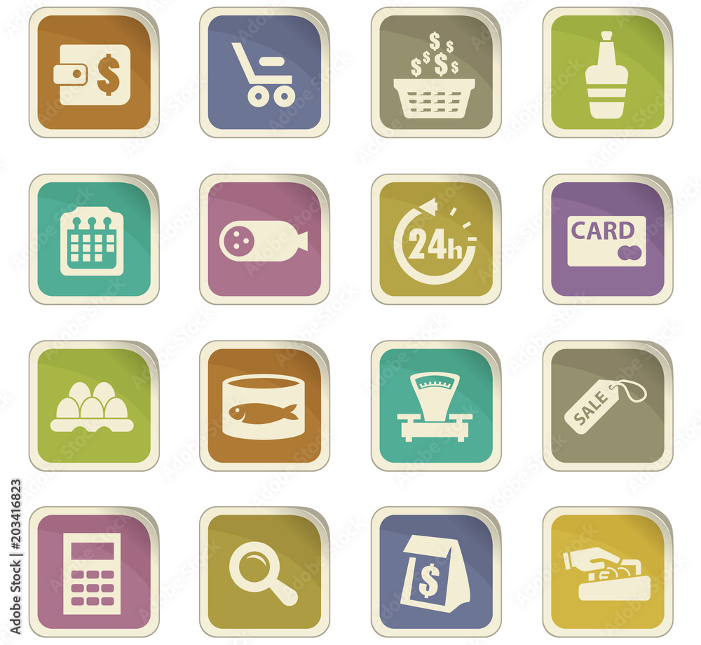 Grocery store icons set Grocery store icons set