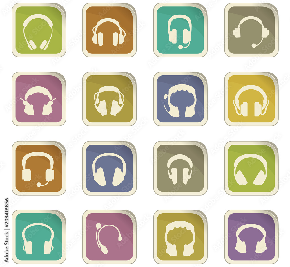 Headphones icons set Headphones icons set