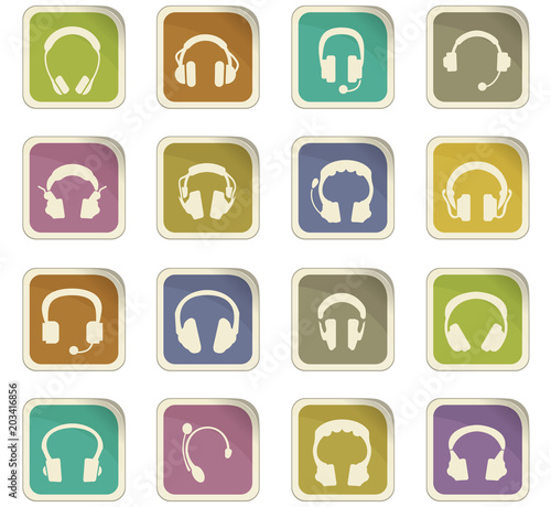 Headphones icons set