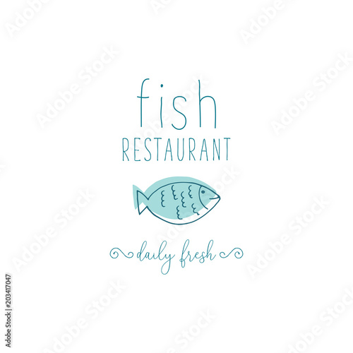 Hand Drawn Doodle Sketch Seafood illustration. Nautical background for seafood or fish restaurants  bars  markets or festivals. Vector template