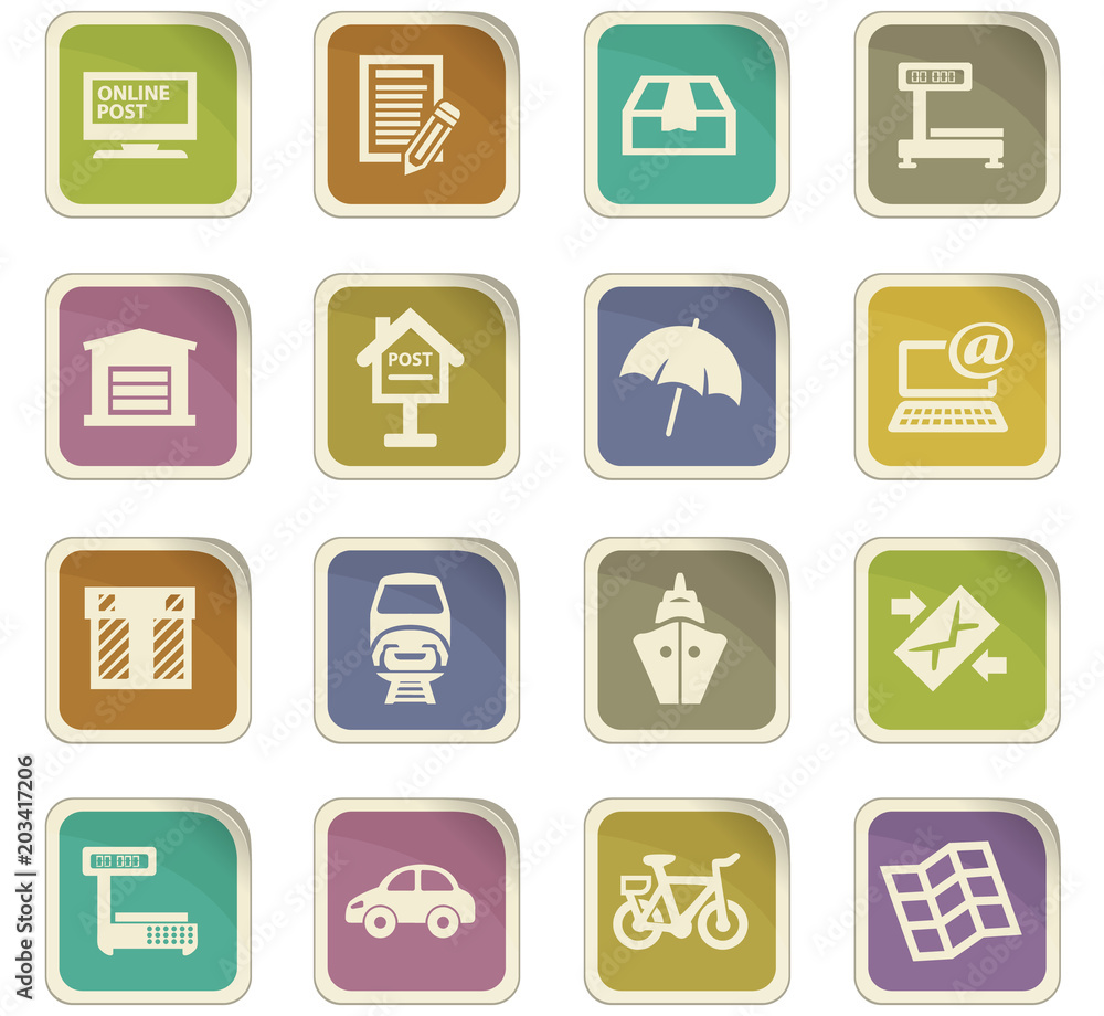 Post service icons set Post service icons set
