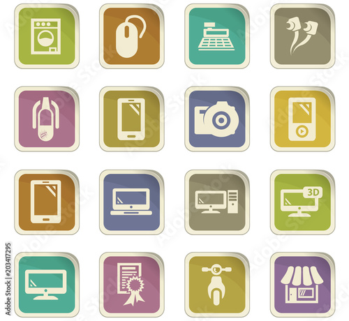Supermarket electronic icons set