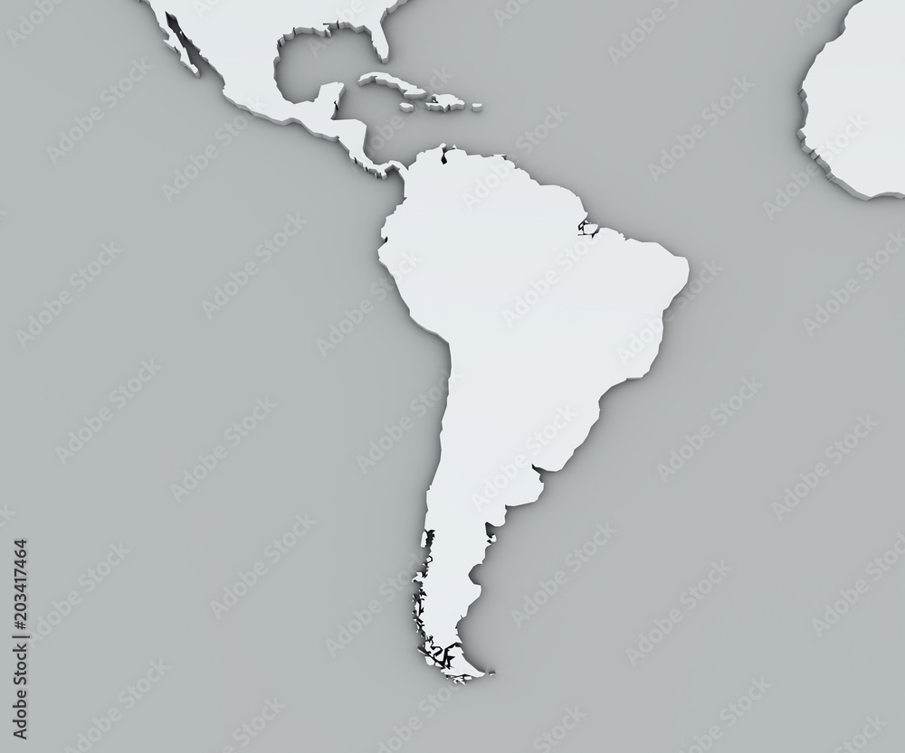 Cartina del sud america, bianca, cartina geografica. Cartografia, atlante  geografico Stock Illustration | Adobe Stock