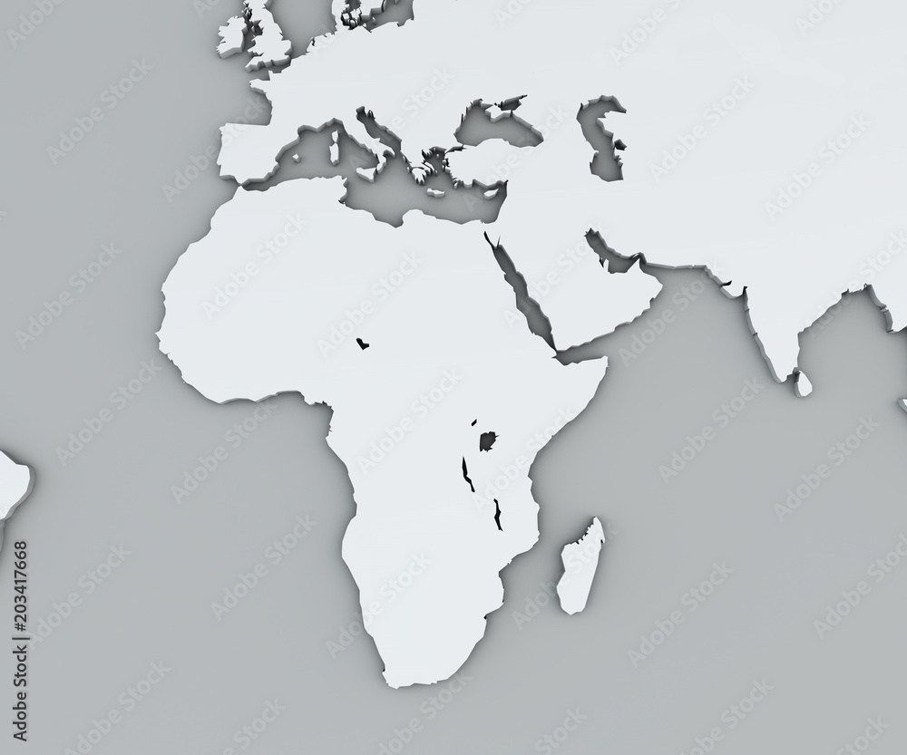 Cartina dell’Africa, bianca, cartina geografica. Cartografia, atlante geografico