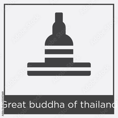 Great buddha of thailand icon isolated on white background