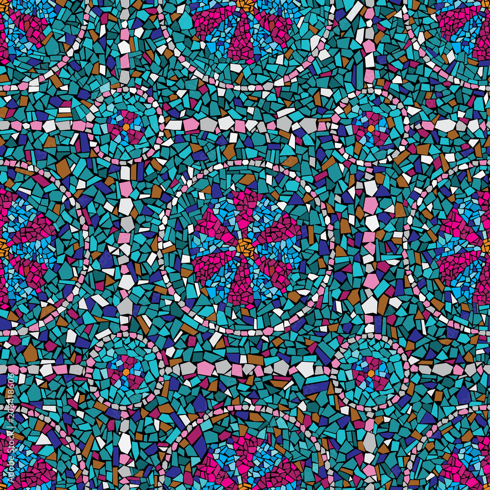 
illustration consisting of a seamless pattern in the form of a mosaic pattern of tile