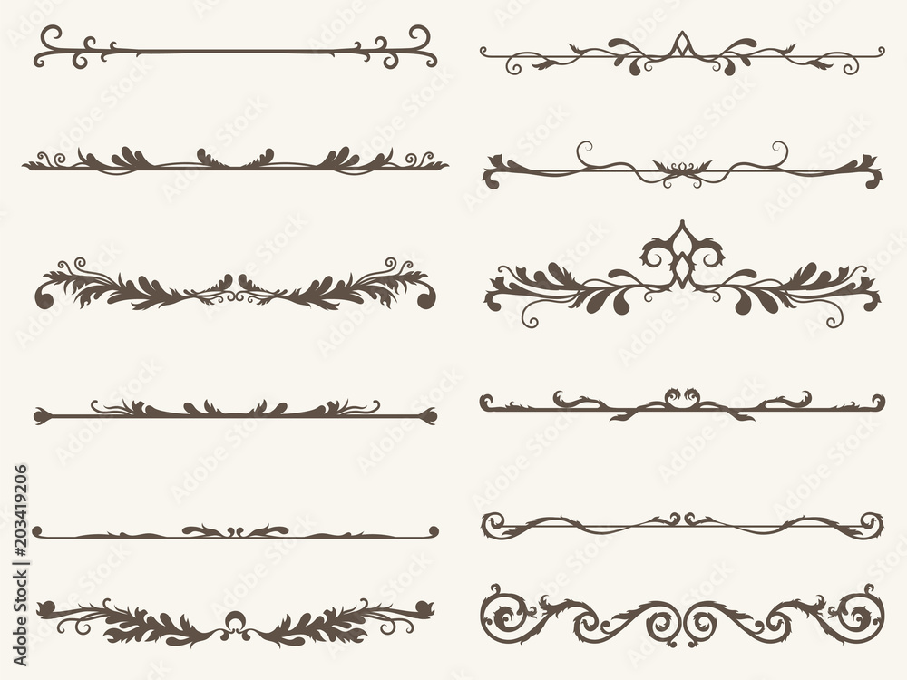 Vector set of decorative elements,  frame and line vintage style