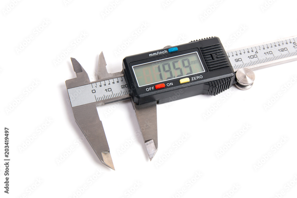 electronic digital caliper on white background electronic digital caliper on white background