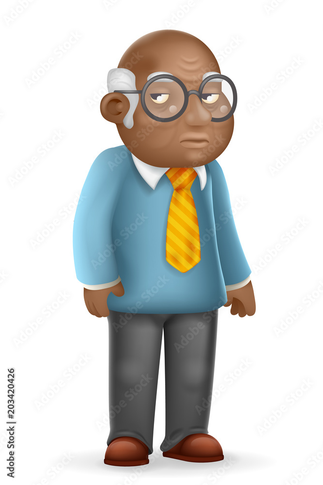 African american european old man adult grandfather 3d cartoon design  vector illustration Stock Vector | Adobe Stock