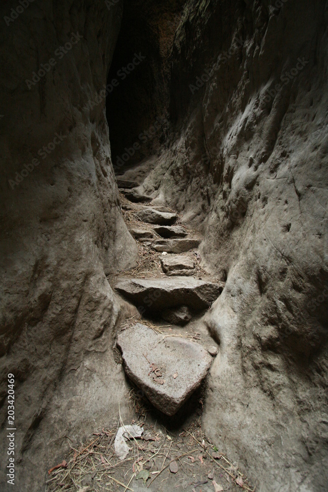 Stone steps through a mountain in Ethiopia Stone steps through a mountain in Ethiopia