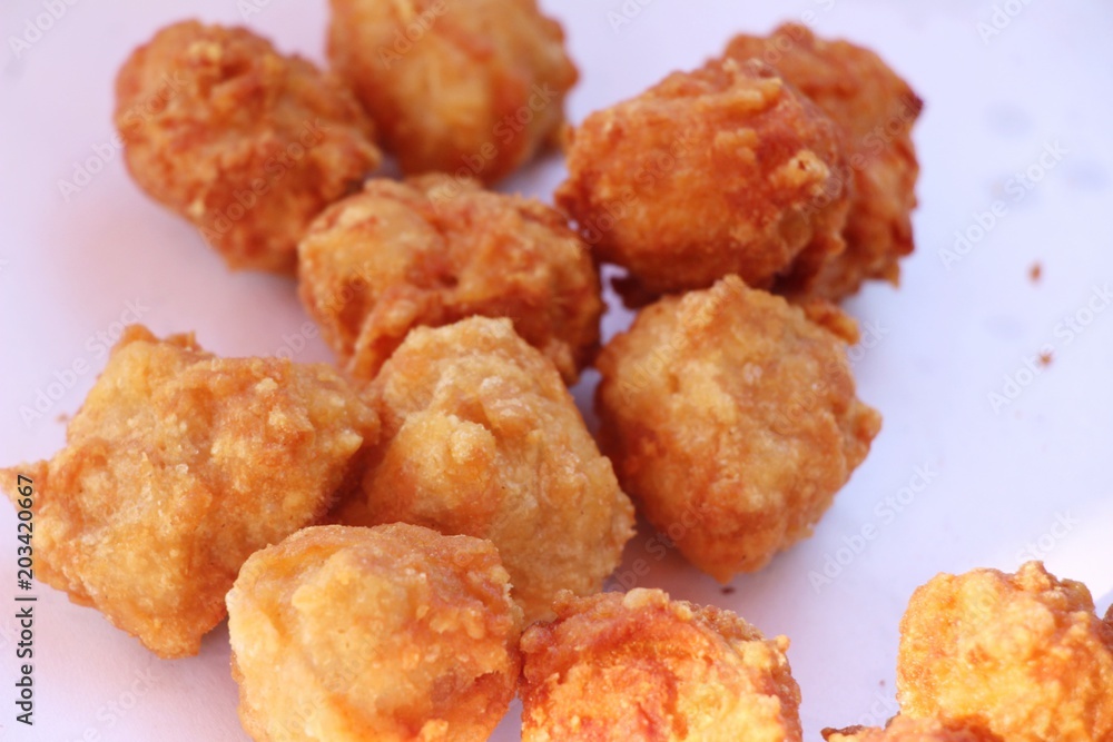 Fried chicken nuggets with sauce is delicious Fried chicken nuggets with sauce is delicious