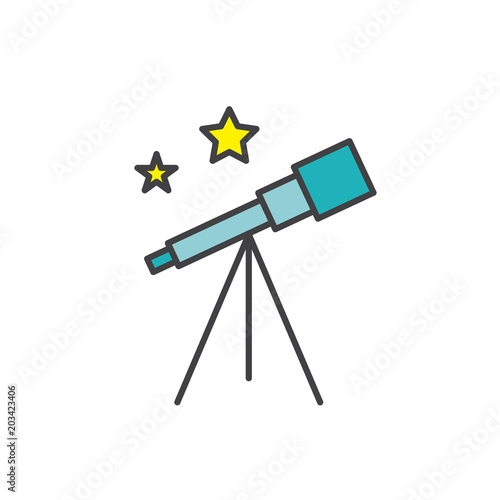 Space Travel icon - Telescope - Tourism to Outer Space - Exploration Astrotourism