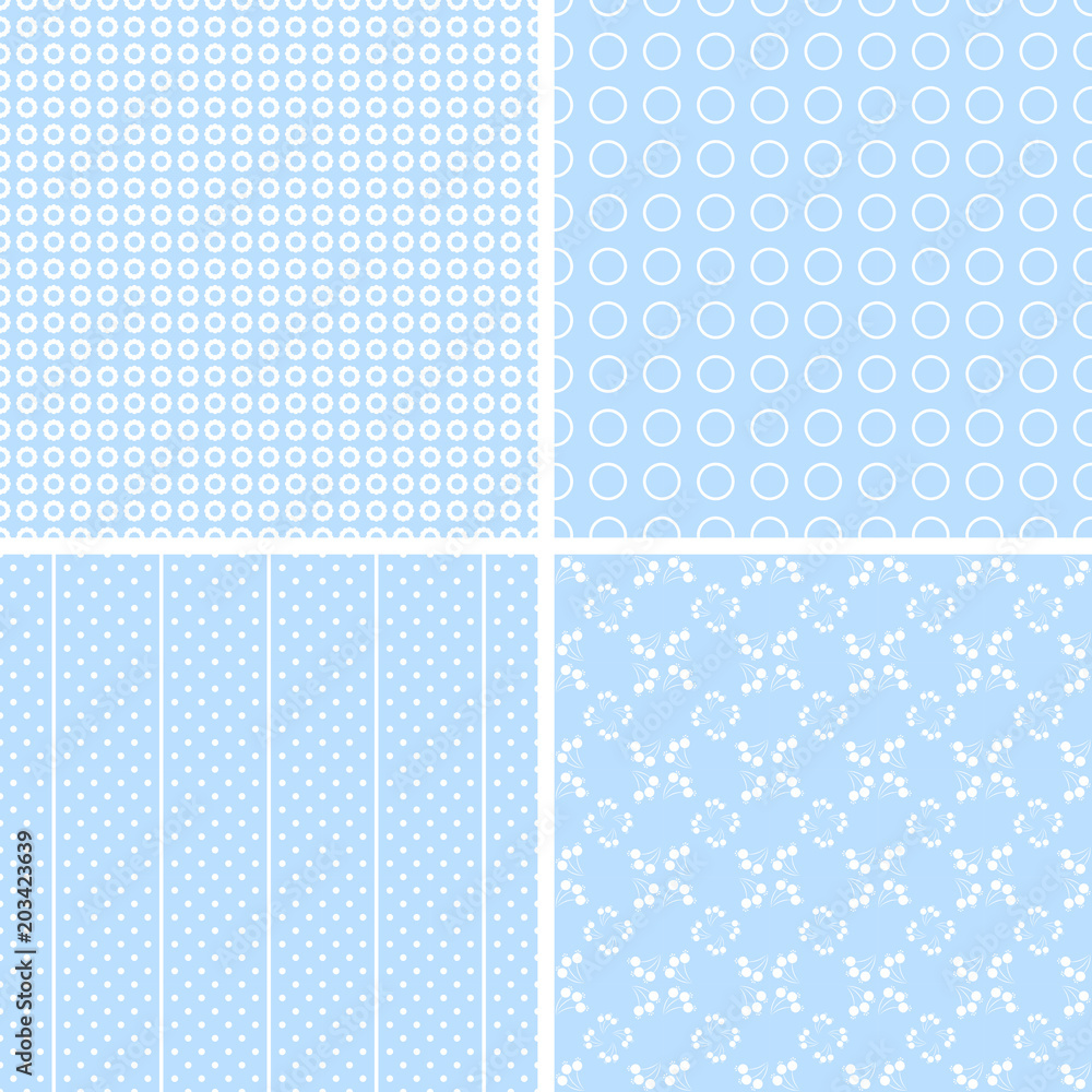 4 different seamless patterns. 4 different seamless patterns.