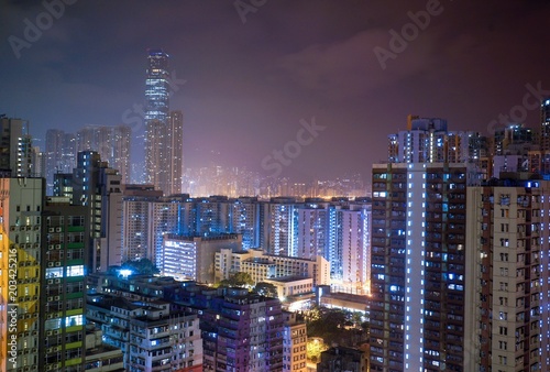 Wallpaper Mural Buildings in business and financial district area of Hong Kong in the morning time. Torontodigital.ca