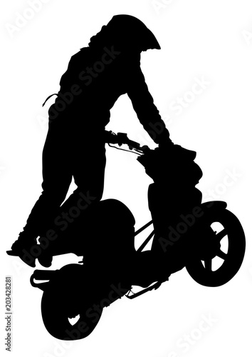 Sport motor scooter and man on white background