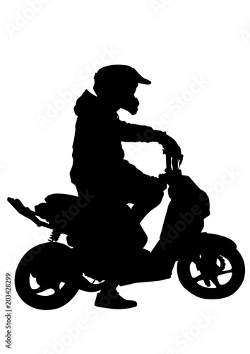 Sport motor scooter and man on white background