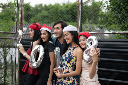 Young people are celebrating New Year's party. photo