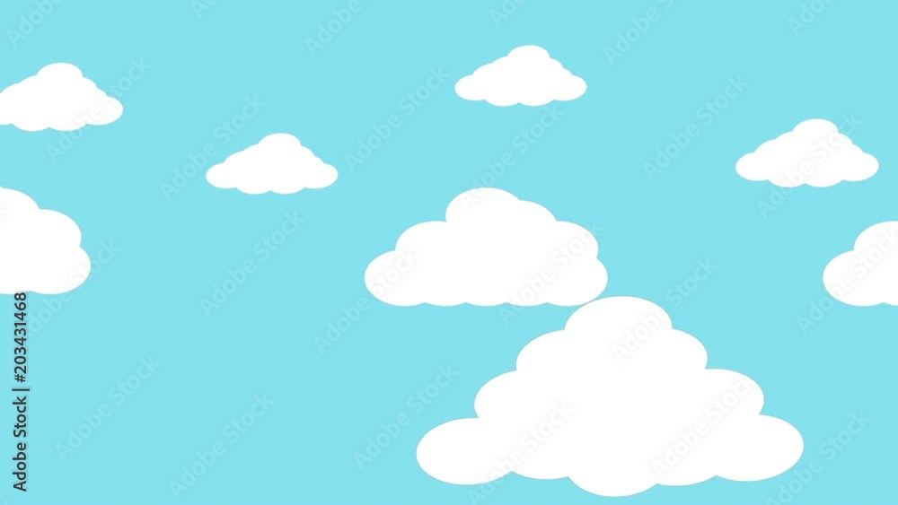 2D animation. the movement of white clouds in the blue sky. 2D animation. the movement of white clouds in the blue sky.