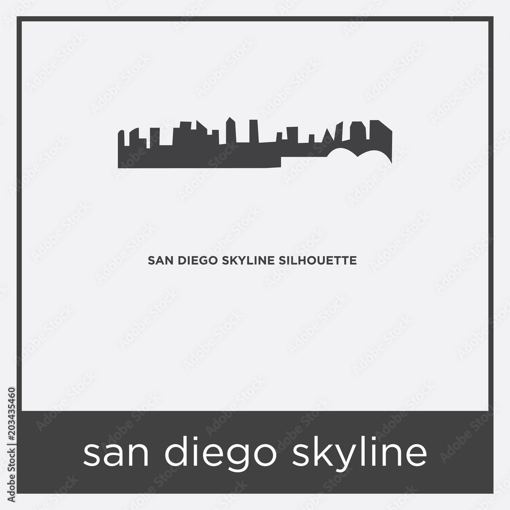 san diego skyline icon isolated on white background