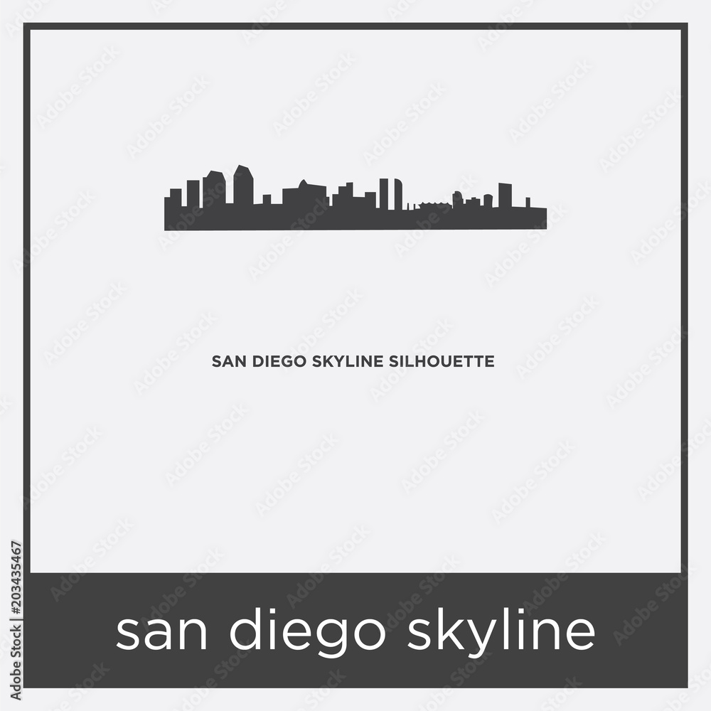 san diego skyline icon isolated on white background