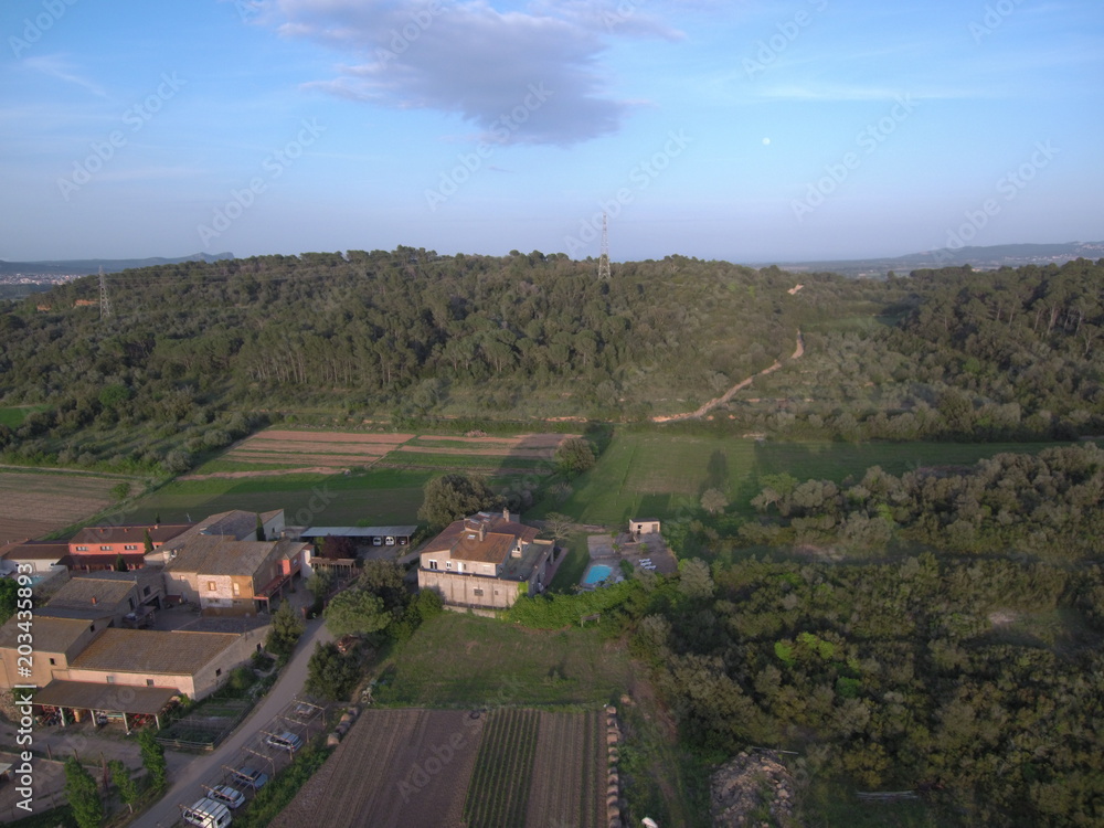Drone en Llabia pueblo de Torroellla de Montgri en el Emporda  en Gerona, Costa Brava (Cataluña,España). Fotografia aerea con Dron.