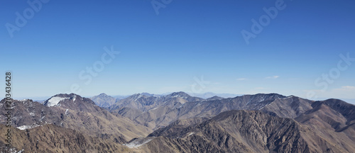 High Atlas Mountains. Winter panorama view. Travel photography.