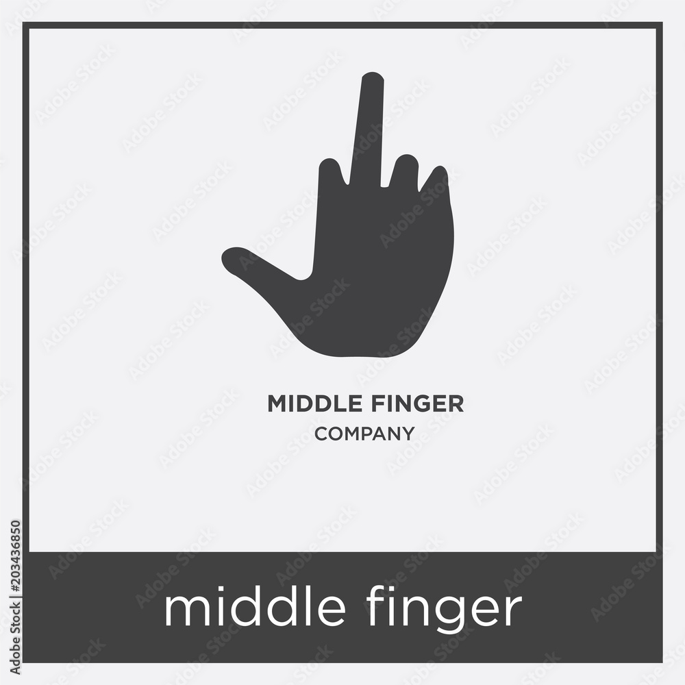 middle finger icon isolated on white background middle finger icon isolated on white background