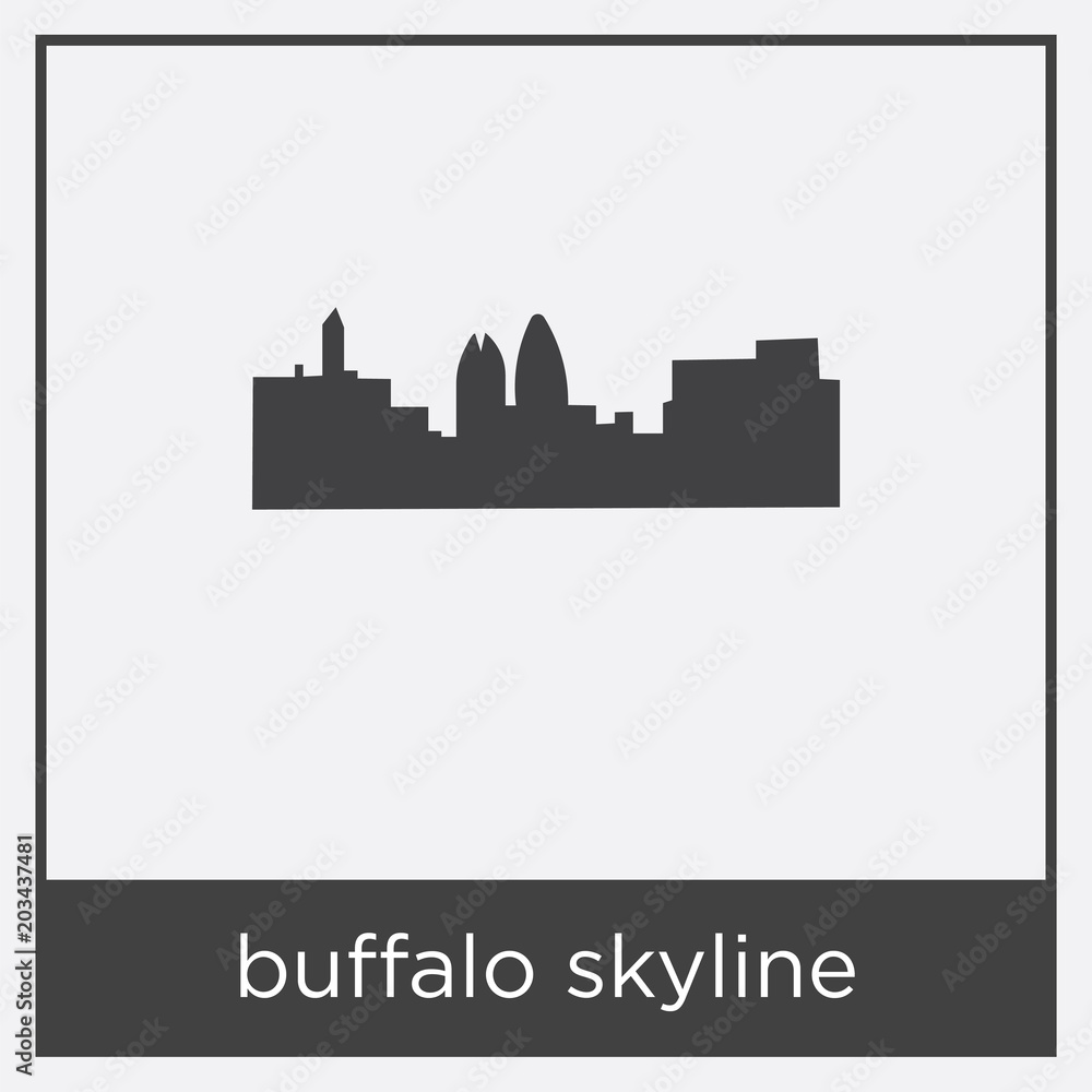 buffalo skyline icon isolated on white background