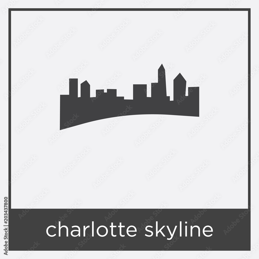 Fototapeta premium charlotte skyline icon isolated on white background