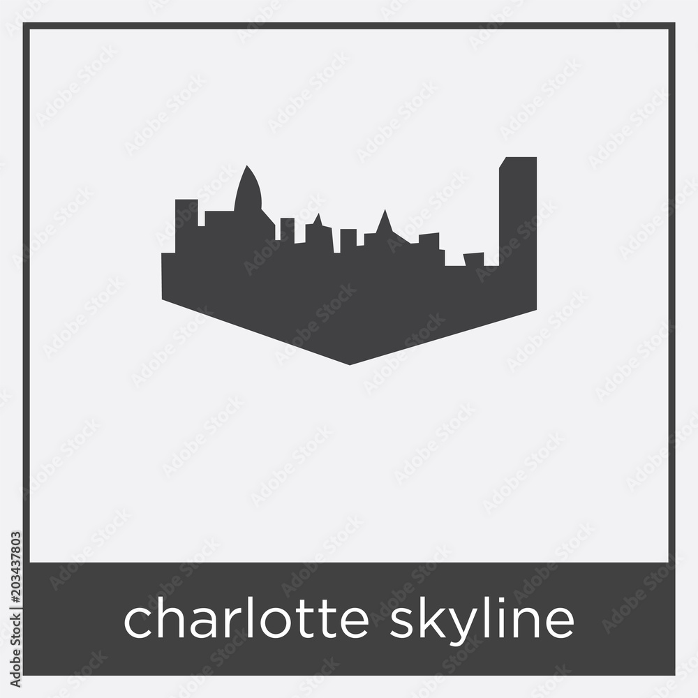 charlotte skyline icon isolated on white background charlotte skyline icon isolated on white background