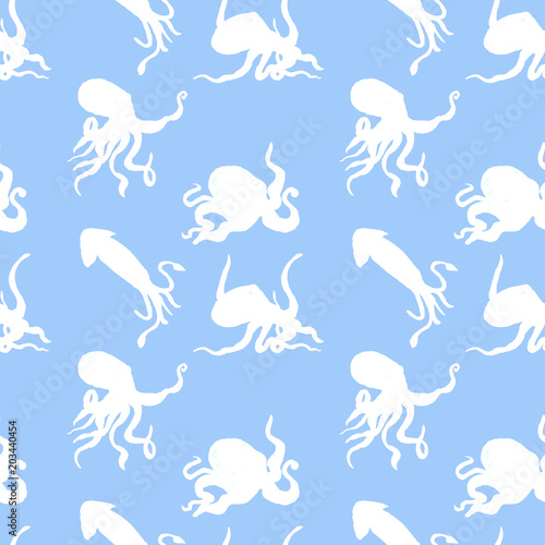 Seamless background with octopuses