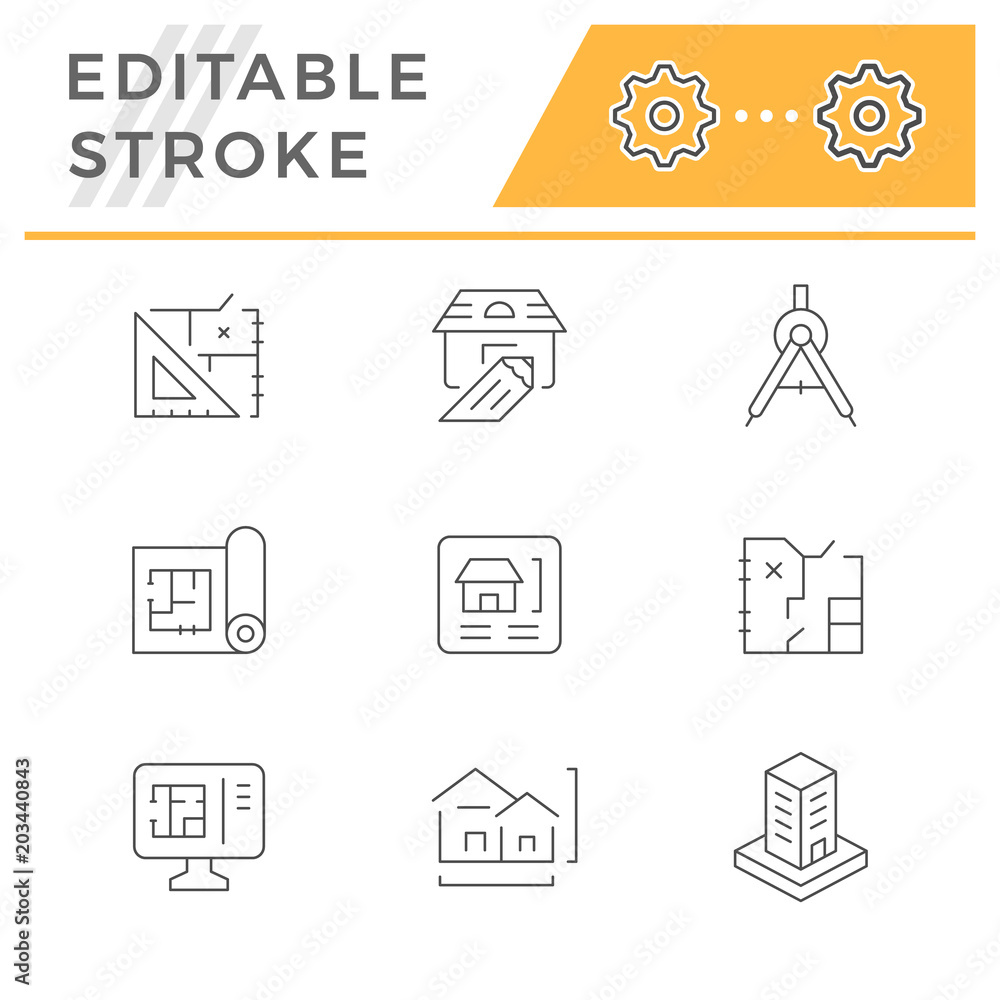 Set line icons of architectural Set line icons of architectural