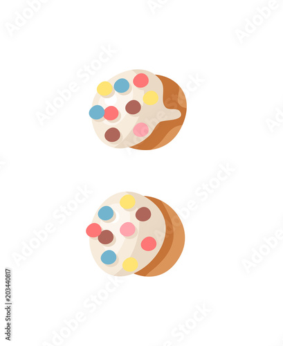 Cartoon vector illustration donut. Hand drawn font with sweet bun. Actual Creative art bake alphabet