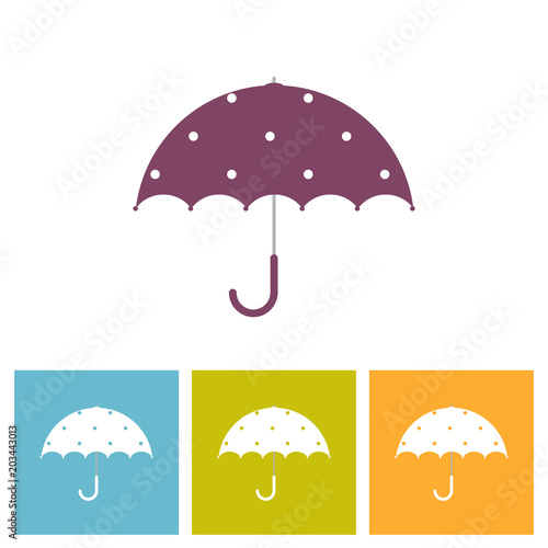 Vector Illustration. Set of umbrellas. Umbrellas isolated on white background. Umbrella in cartoon style with decorative elements  such as  polka dot