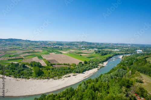 Tanaro river view from Langhe, Italy © elleonzebon