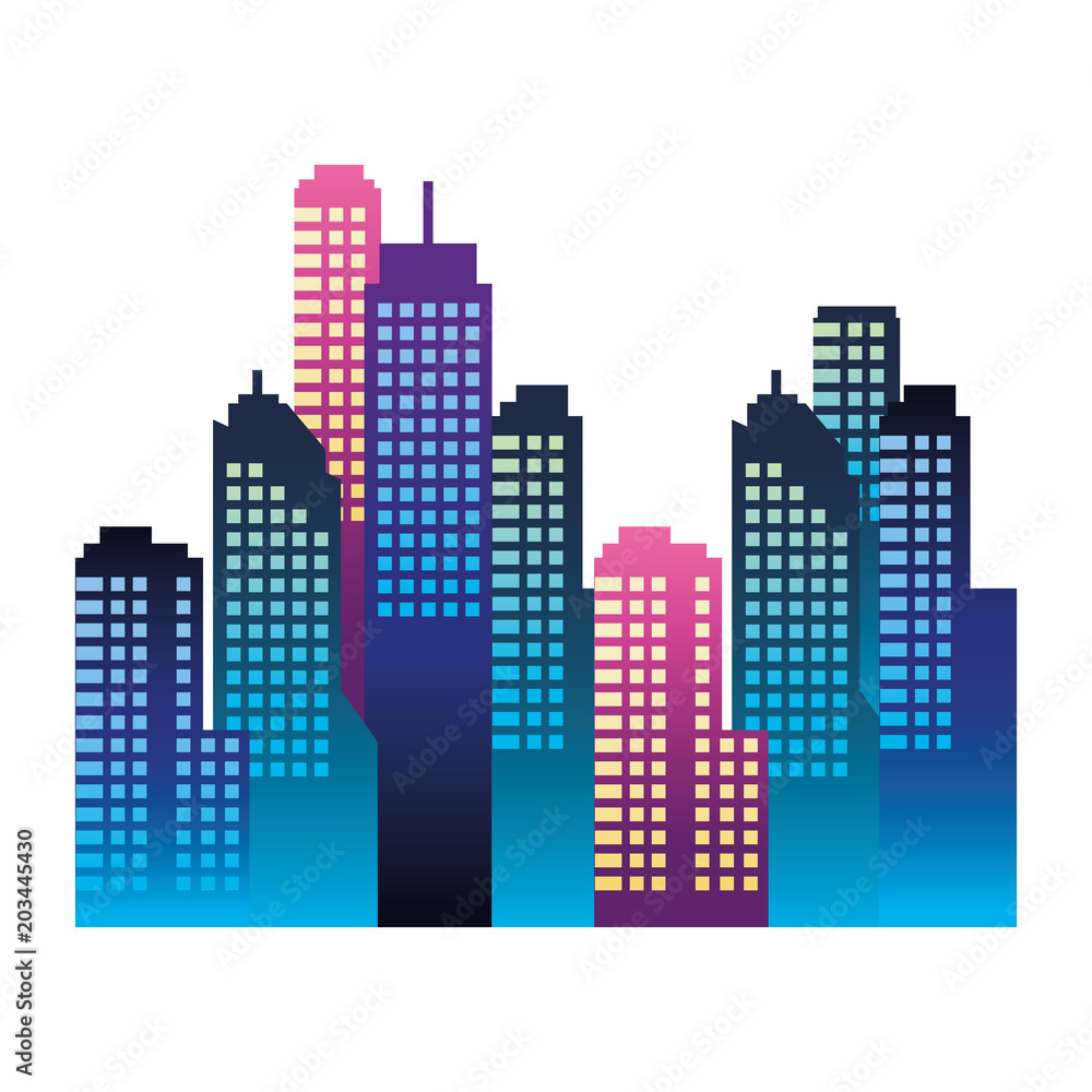 Plakat cityscape buildings scene icon vector illustration design