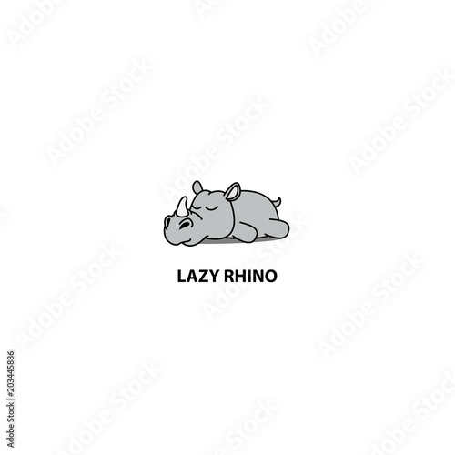 Lazy rhino sleeping icon, vector illustration