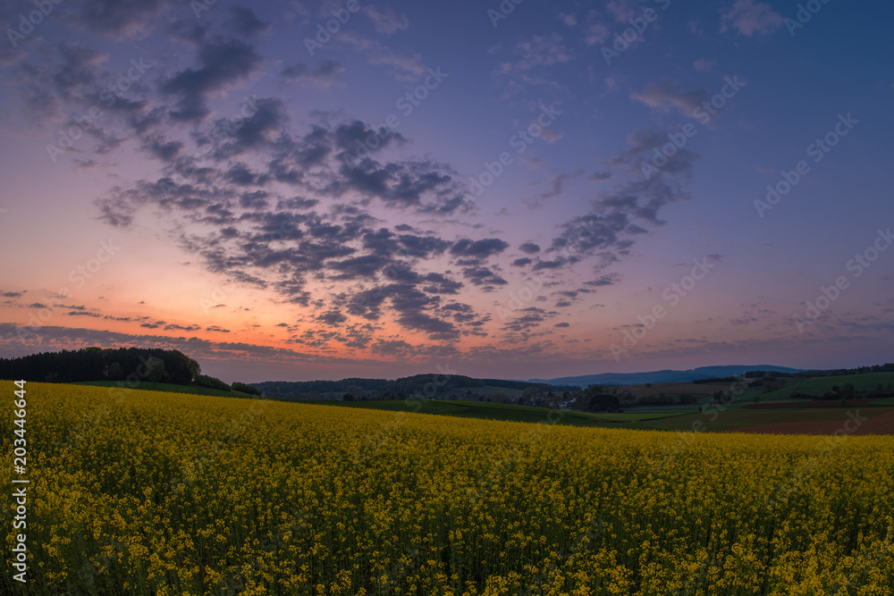 Obraz premium Landscape at the Odenwald near Seeheim-Jugenheim and Frankenhausen in Germany.